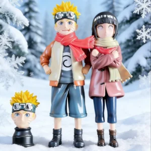 21cm Naruto Childhood Uzumaki Naruto Hinata Hyuga Couple Figure Double Head Sculpt Anime Model Toy Desktop Ornament Collect Gift