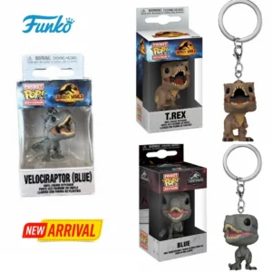 FUNKO POP Keychain Toy Jurassic World T.REX VELOCIRAPTOR BLUE Vinyl Figure Pocket Pop Keychain Collection Gifts Toys Pendants