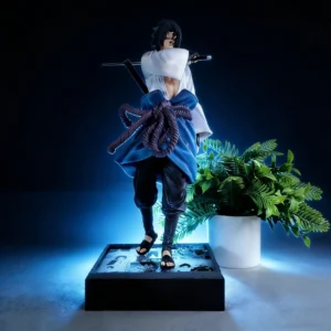35cm Ninja Uchiha Sasuke Mantra Seal Rebirth Anime Light Up Figure Collection Model Toy PVC Statue Desktop Ornament Toy Boy Gift