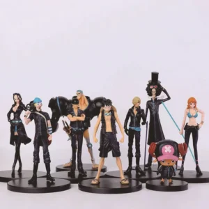 Anime One Piece Brook Chopper Usopp Robin Franky Black Suit Ver. PVC Action Figure Statue Collectible Model Kids Toys Doll 17cm