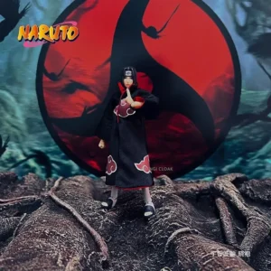 Naruto Shf Series Anime Uchiha Itachi Handmade Straw Hat Akatsuki Eagle Robe War Suitable for 1/12 Size Movable Humanoid Toy