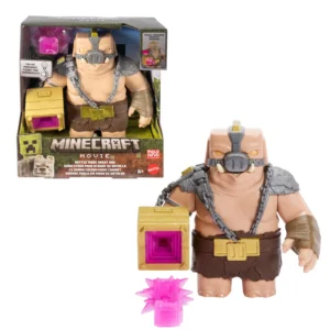 Original Mattel Minecraft Lights & Sounds Battle Mode Great Hog Large Action Figure Minecraft Movie Piglin Toys for Children