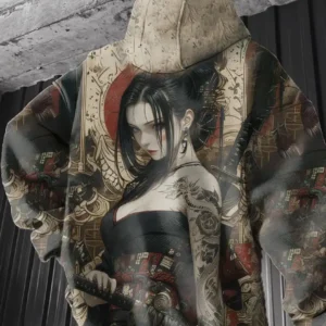 Anime girl back pattern Sweatshirt Casual Long Sleeve Hooded Pullover 3D Printing Top Fashion Oversized Men's Hoodies