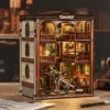DIY Wooden Dinosaur Book Nook Figurines Miniatures Fossil Museum Bookend with LED Collectible Figure