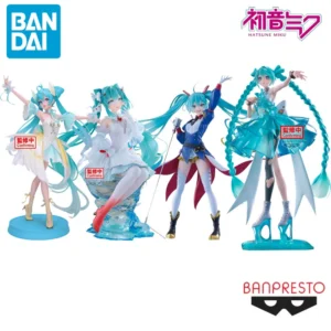 BANDAI Original Hatsune Miku Anime BANPRESTO EVOLVE GUNDAM Collaboration Clearluxe EmeraldGem Action Figure Toys Gifts Model