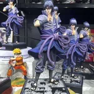 33cm Naruto Uchiha Sasuke Anime Figure GK Double Head Carving Collectible Decor Desktop Ornament Statue Model Toy Fans Gift