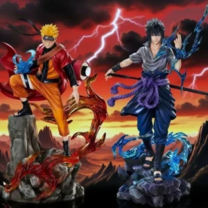 New 22cm Anime Naruto Figure Uzumaki Naruto Uchiha Sasuke Action Statue Pvc Statue Desktop Ornament Collectible Model Toy Gift