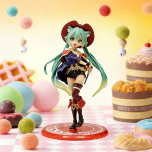 19cm Hatsune Miku Desktop Cute Action Figure Tale Wonderland Miku Puss in Boots Anime Figurine Kawaii Girl Model Toy Adorable