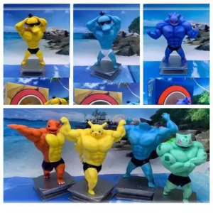 Hot Sale Muscular Pokemon GK Figures Gengar Pikachu Charmander Bulbasaur Anime Collectible Action Figure Desktop Decor Gift Fans