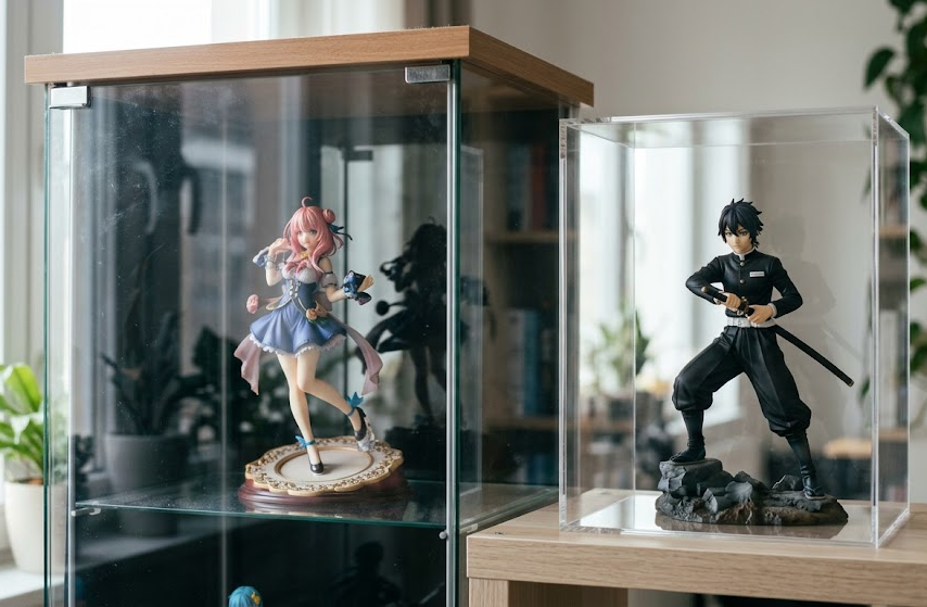 Glass cabinet and acrylic display box for anime figure collectors