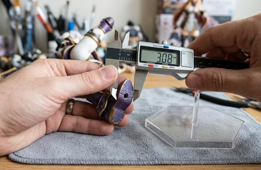 Measuring anime figure peg hole for replacement stand fit