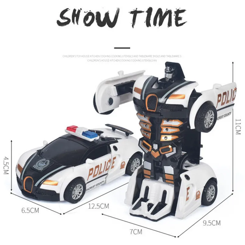 One-key Automatic Transform Robot Car Model Plastic Funny Deformation Vehicles Action Figure — view 6