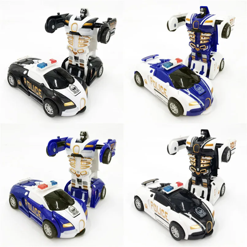 One-key Automatic Transform Robot Car Model Plastic Funny Deformation Vehicles Action Figure — view 2