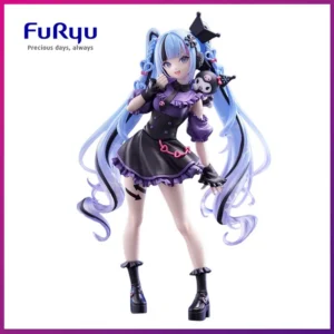 FuRyu In Stock Trio-Try-iT Snow Miku x Kuromi Vocaloid Sanrio Q Version Prize Figure Authentic ABS PVC 19cm Non Articulated Cute