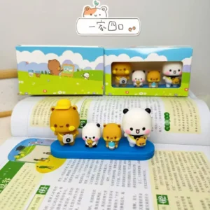 A Family of Four Bubu and Dudu Car Dolls Cartoon Collectible Figure
