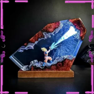 Goku Kamehameha Epoxy Resin LED Night Light, Dragon Ball Z Action Scene Art Statue, Anime Collectible Desk Lamp & Decor Figure