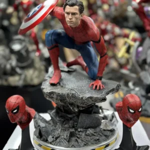 43cm Marvel Spider-Man Three-headed Full-body Sculpture Models Desktop Collectible Figure