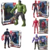 2024 Marvel Spiderman Hulk Ironman Anime Christmas PVC Movable Joints Luminous Model Action Figure