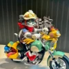 18cm Tom and Jerry Retro Motorcycle Model Cool Trendy Statue Best Collectible Figure