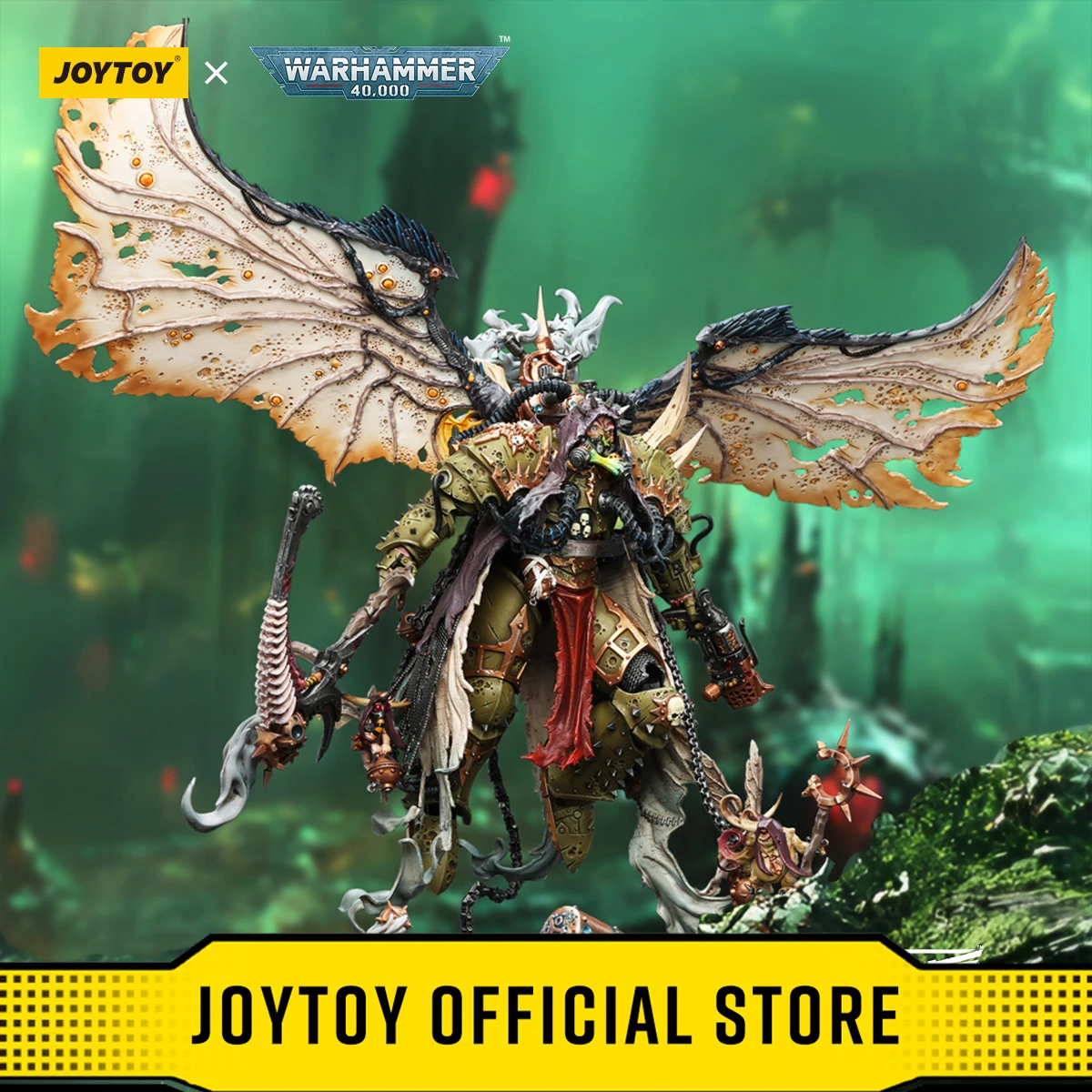 JOYTOY 1/18 Mortarion Daemon Primarch of Nurgle with Ancient Weapons‘The Lantern' and Action Figure