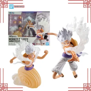 Bandai One Piece Model Kit Genuine SHF Monkey D Luffy Gear5 Future Island Eggheao Anime Action Figure Collection Finished Model